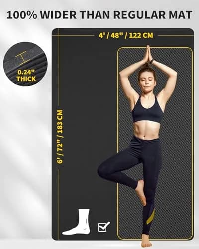 CAMBIVO Large Yoga Mat 183cm x 120cm (6'x 4') 6mm Thick | Non-Slip TPE Workout Mat for Home Gym thumbnail 2
