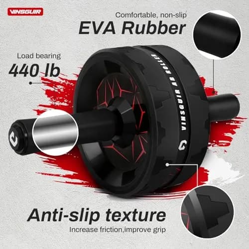 VINSGUIR Ab Roller Wheel for Core & Abs | Supports Up to 440 lbs | Portable Fitness Equipment with Knee Pad thumbnail 4