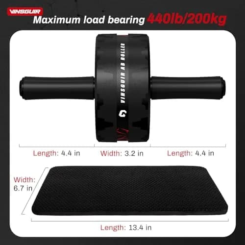 VINSGUIR Ab Roller Wheel for Core & Abs | Supports Up to 440 lbs | Portable Fitness Equipment with Knee Pad thumbnail 7