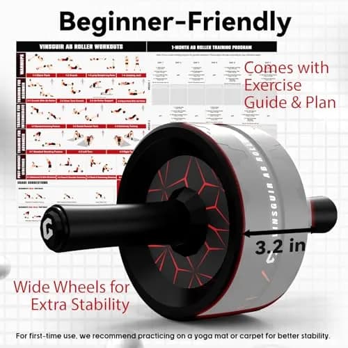 VINSGUIR Ab Roller Wheel for Core & Abs | Supports Up to 440 lbs | Portable Fitness Equipment with Knee Pad thumbnail 8