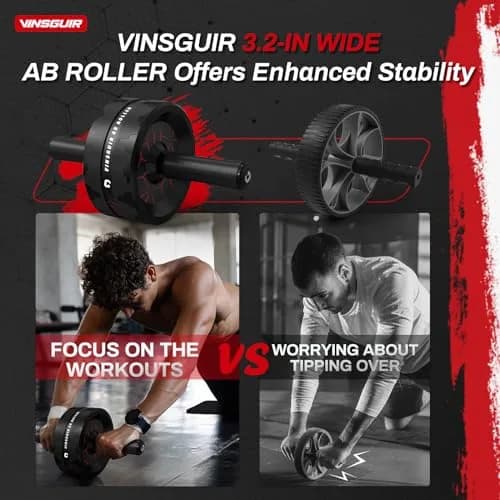 VINSGUIR Ab Roller Wheel for Core & Abs | Supports Up to 440 lbs | Portable Fitness Equipment with Knee Pad thumbnail 2