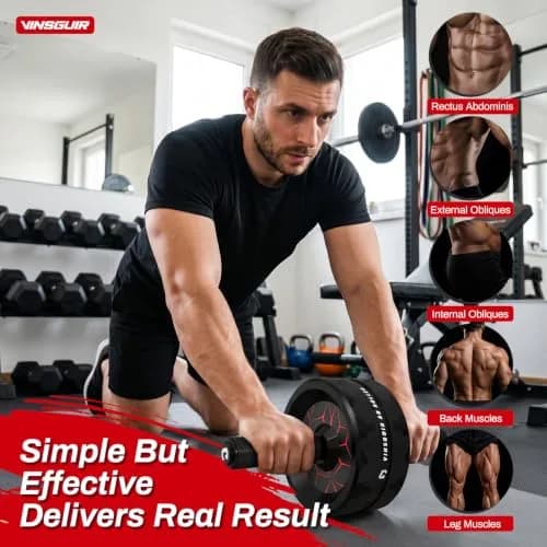 VINSGUIR Ab Roller Wheel for Core & Abs | Supports Up to 440 lbs | Portable Fitness Equipment with Knee Pad thumbnail 3