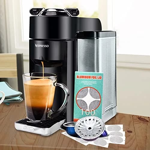 CAPMESSO Aluminum Foil Lids for Nespresso Vertuo Pods (100 Count, 64mm) | Reusable Coffee Filter for Rich Brews thumbnail 5