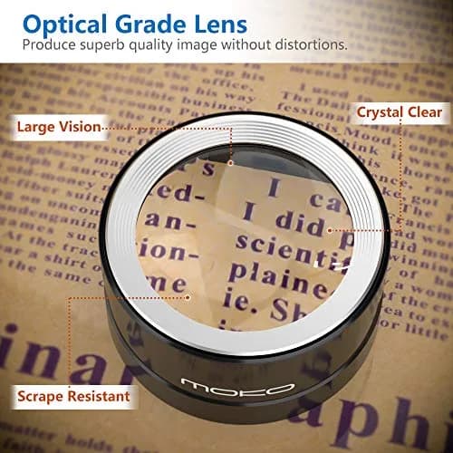 MoKo LED Lighted Desktop Magnifier Dome 5X | Large Viewing Area for Seniors & Low Vision thumbnail 5