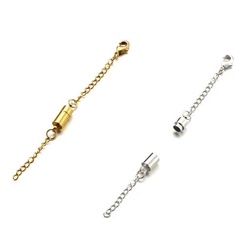 Zpsolution Magnetic Necklace Clasps with Extender Chains Gold-Silver | Lead & Cadmium Free Jewelry Extenders thumbnail 1