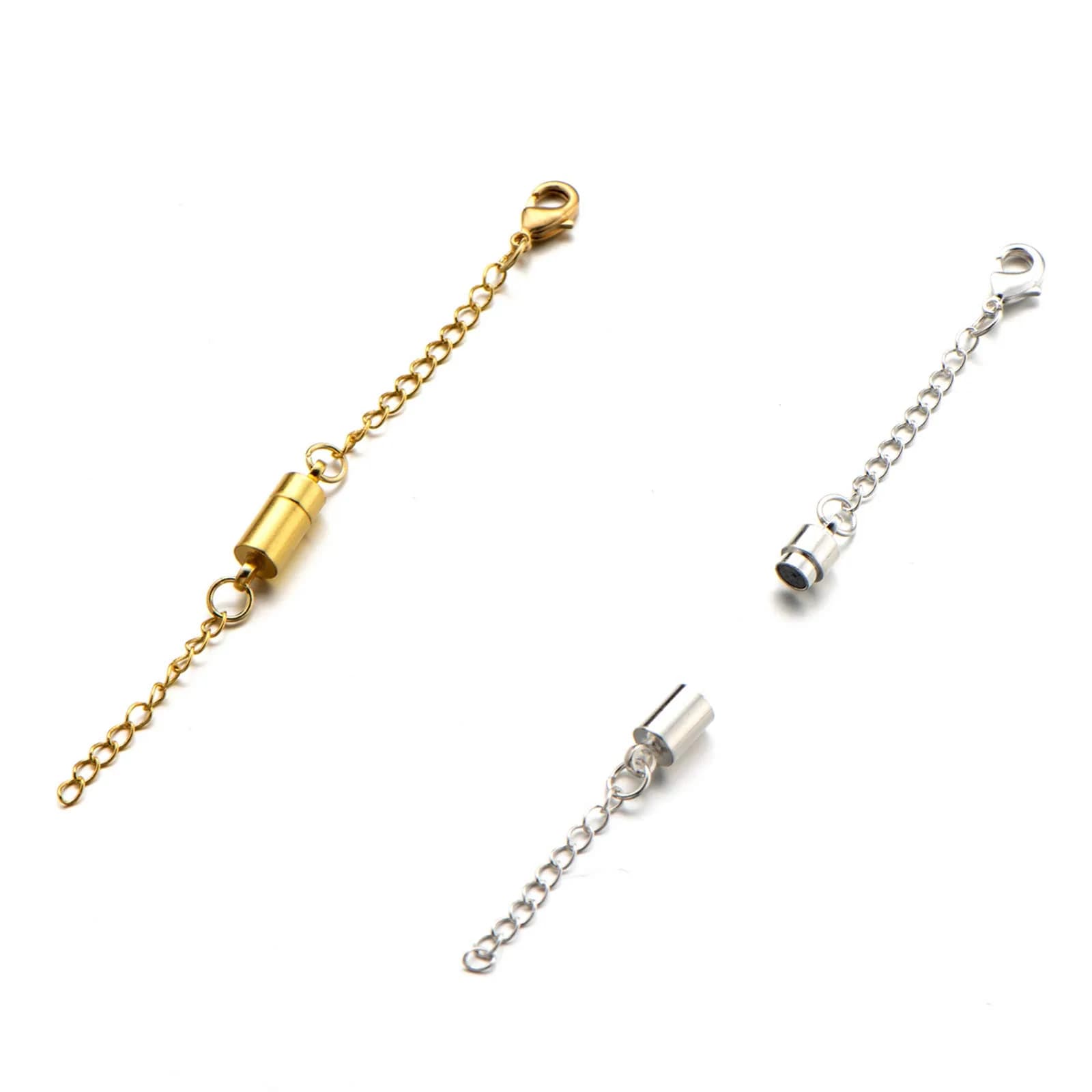 Zpsolution Magnetic Necklace Clasps with Extender Chains Gold-Silver | Lead & Cadmium Free Jewelry Extenders — Chains Glod and Silver