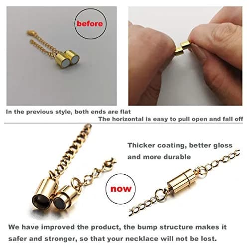 Zpsolution Magnetic Necklace Clasps with Extender Chains Gold-Silver | Lead & Cadmium Free Jewelry Extenders thumbnail 2