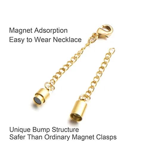 Zpsolution Magnetic Necklace Clasps with Extender Chains Gold-Silver | Lead & Cadmium Free Jewelry Extenders thumbnail 3