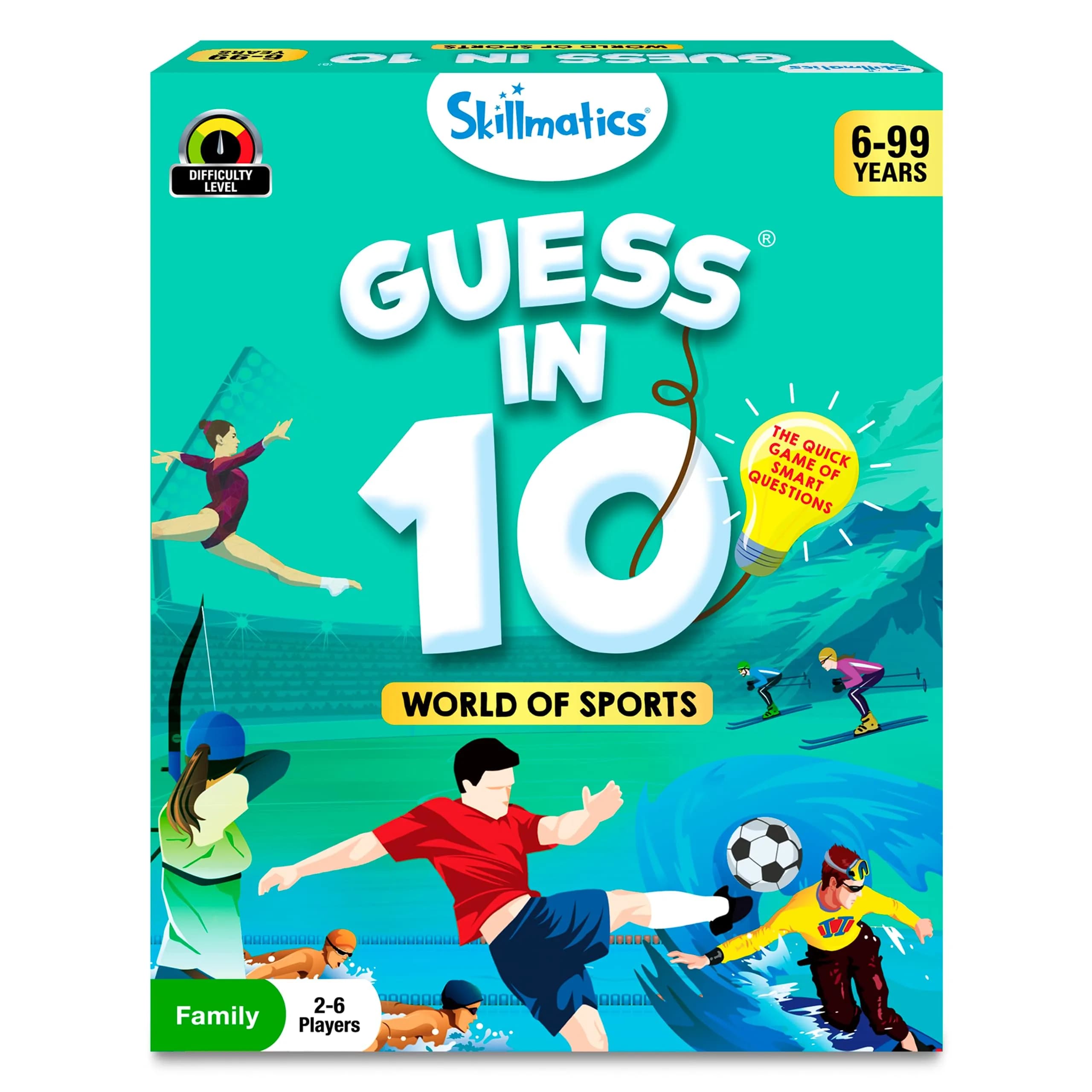 Skillmatics Guess in 10 Sports Trivia Card Game | Educational Game for Kids Ages 6+ | 50 Cards, 6 Clue Cards - main product image