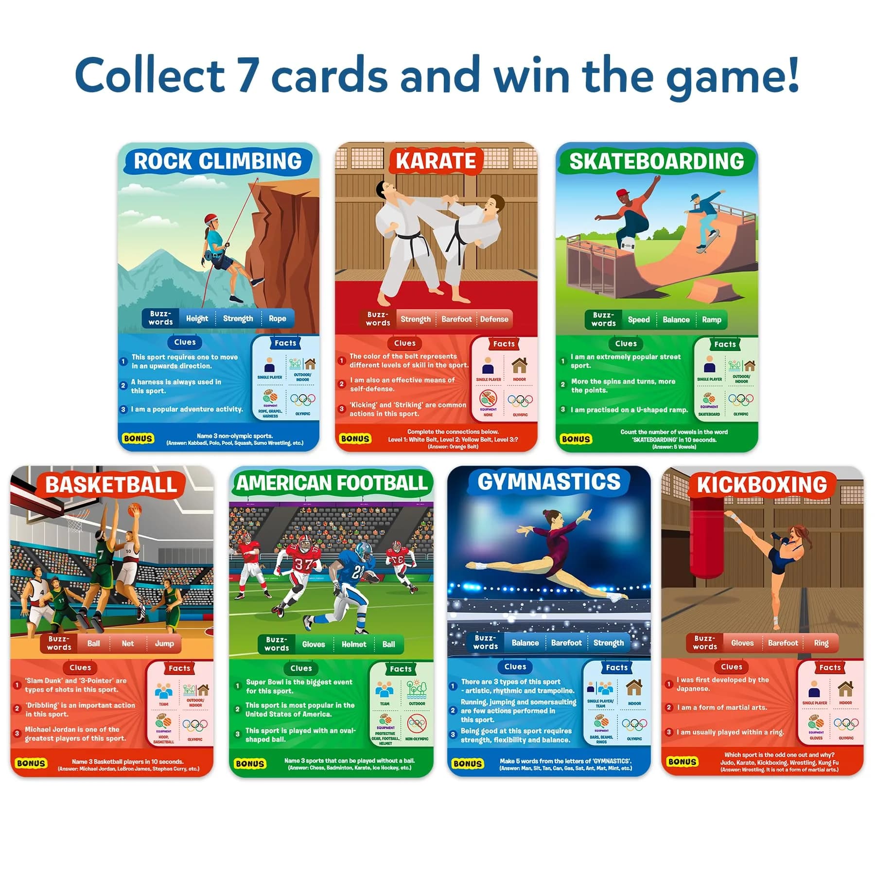 Skillmatics Guess in 10 Sports Trivia Card Game | Educational Game for Kids Ages 6+ | 50 Cards, 6 Clue Cards - view 5