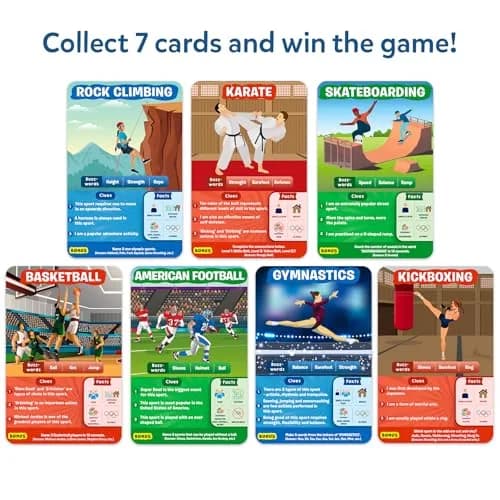 Skillmatics Guess in 10 Sports Trivia Card Game | Educational Game for Kids Ages 6+ | 50 Cards, 6 Clue Cards thumbnail 5