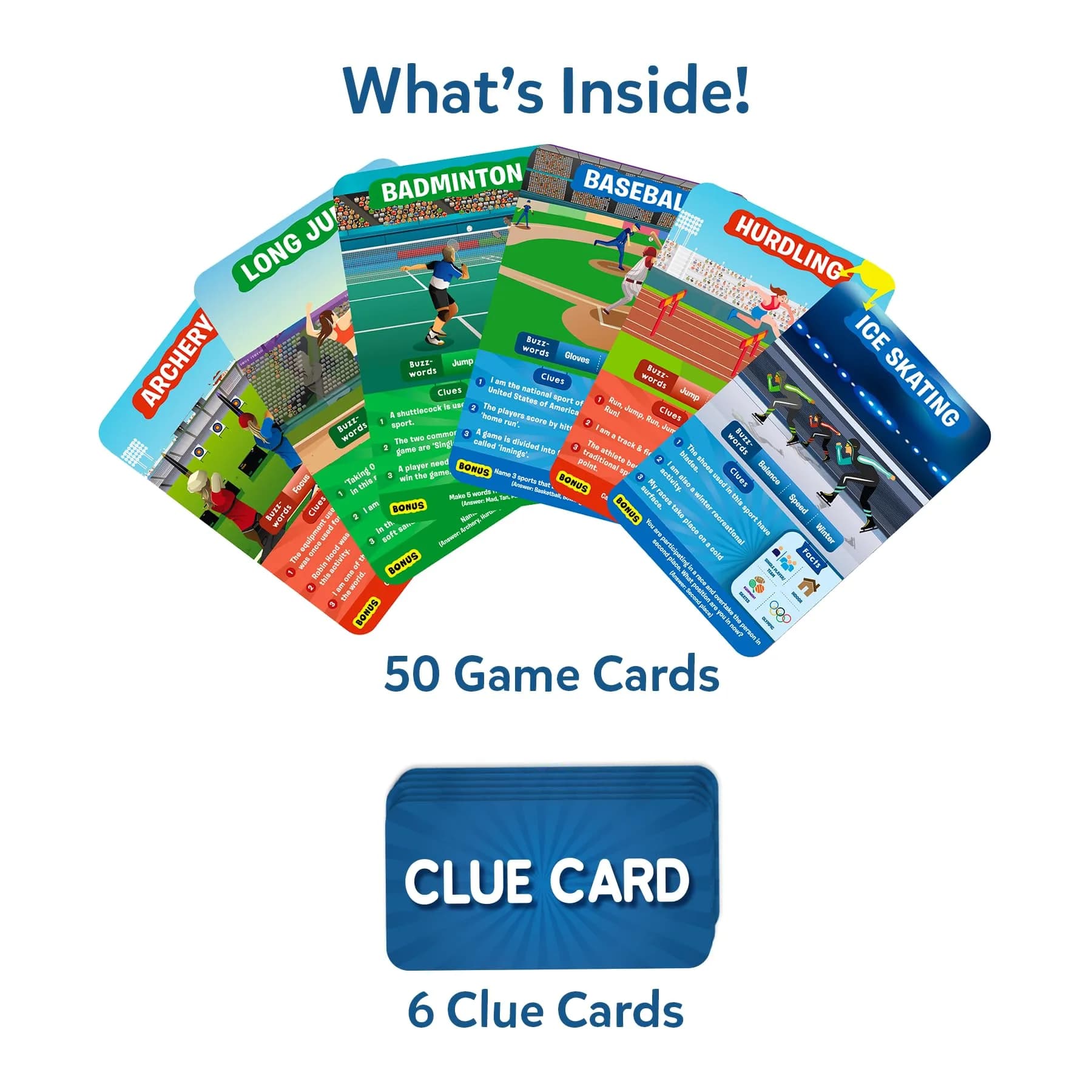 Skillmatics Guess in 10 Sports Trivia Card Game | Educational Game for Kids Ages 6+ | 50 Cards, 6 Clue Cards - view 2