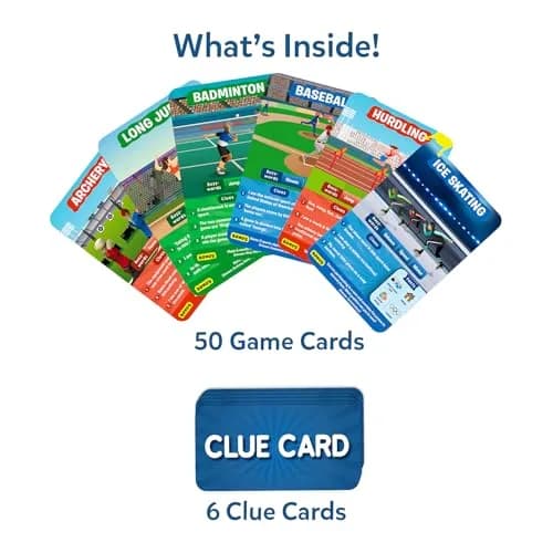Skillmatics Guess in 10 Sports Trivia Card Game | Educational Game for Kids Ages 6+ | 50 Cards, 6 Clue Cards thumbnail 2