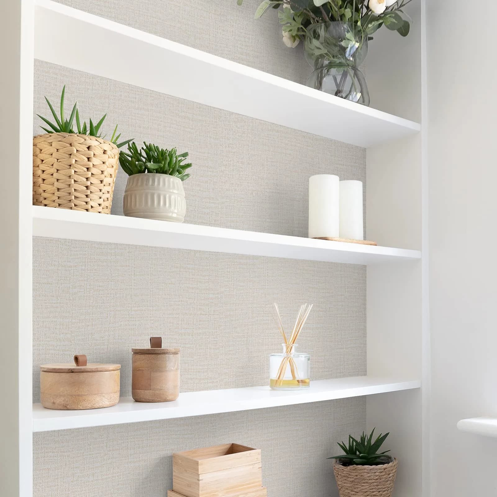 TANONE Contact Paper Peel and Stick (15.8 in X 118 in), Grasscloth Wallpaper Self Adhesive Removable Wallpaper, Fabric Linen Thickened Wall Paper Decorative for Wall Cabinets Drawers Kitchen thumbnail 4