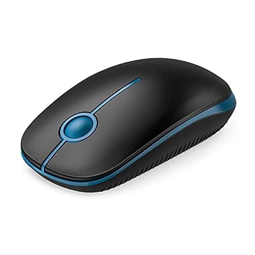 VssoPlor Wireless Mouse, 2.4G Computer Laptop Mouse, Black Sapphire Blue, 11.7 cm (4.7 inch) | Ambidextrous Optical Mouse with USB Receiver thumbnail 1