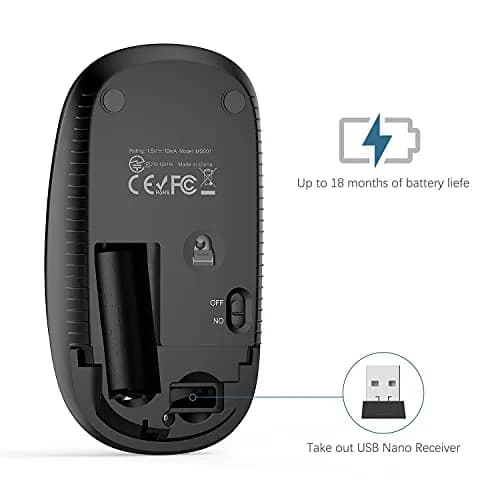 VssoPlor Wireless Mouse, 2.4G Computer Laptop Mouse, Black Sapphire Blue, 11.7 cm (4.7 inch) | Ambidextrous Optical Mouse with USB Receiver thumbnail 5