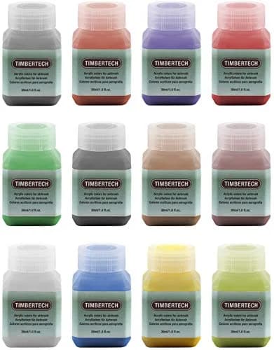 TIMBERTECH Professional Airbrush Paint 12x30ml | Vibrant Water-Based Acrylic Colors thumbnail 1