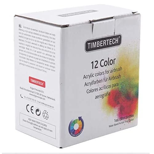 TIMBERTECH Professional Airbrush Paint 12x30ml | Vibrant Water-Based Acrylic Colors thumbnail 2
