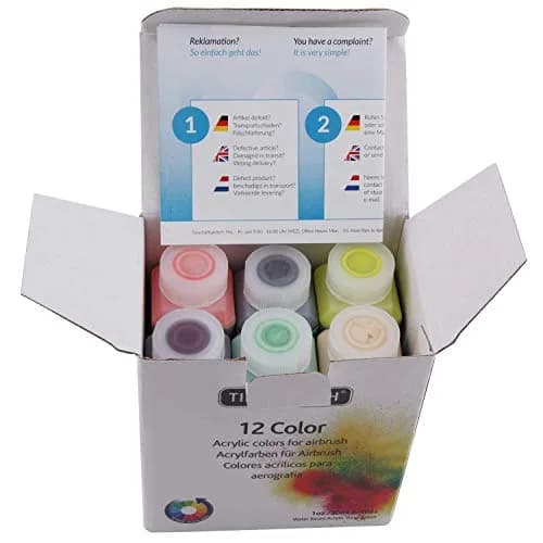 TIMBERTECH Professional Airbrush Paint 12x30ml | Vibrant Water-Based Acrylic Colors thumbnail 3
