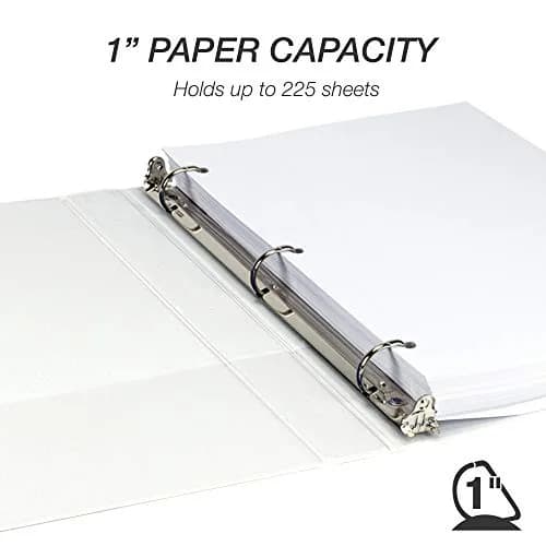 Samsill White 12 Pack 1-Inch D-Ring Binder | Heavy-Duty Recycled Chipboard for Office & School thumbnail 3