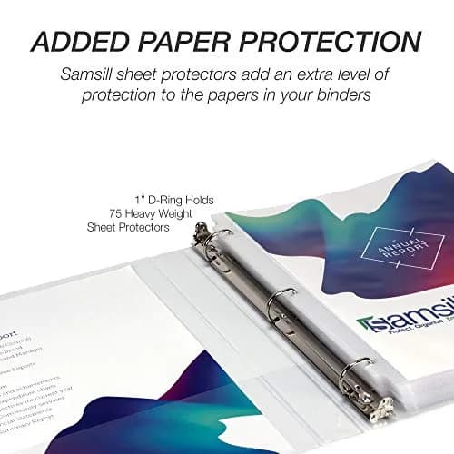 Samsill White 12 Pack 1-Inch D-Ring Binder | Heavy-Duty Recycled Chipboard for Office & School thumbnail 6