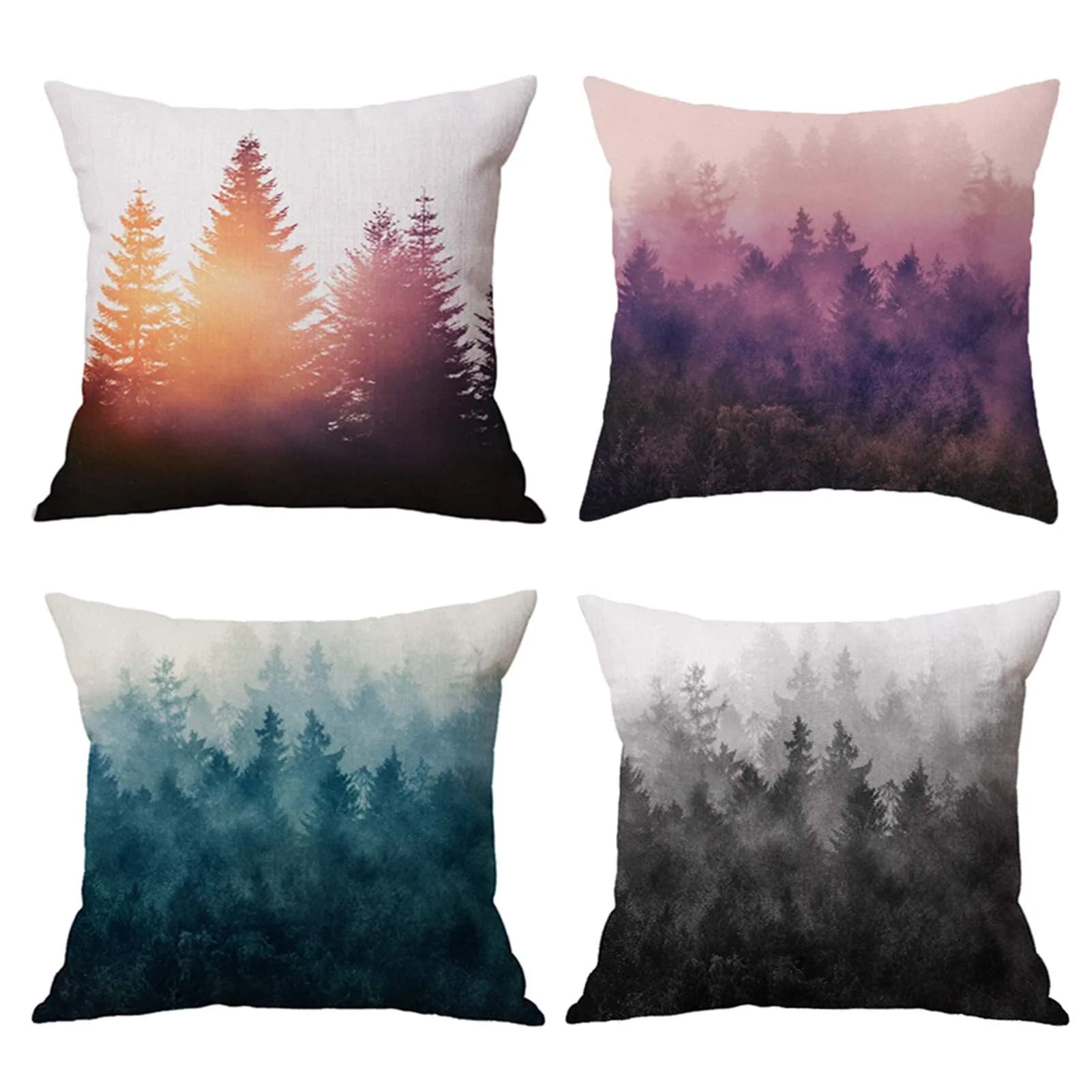 NYDECOR Forest Tree Throw Pillow Covers 18x18 | Rustic Nature Pillow Case Set of 4