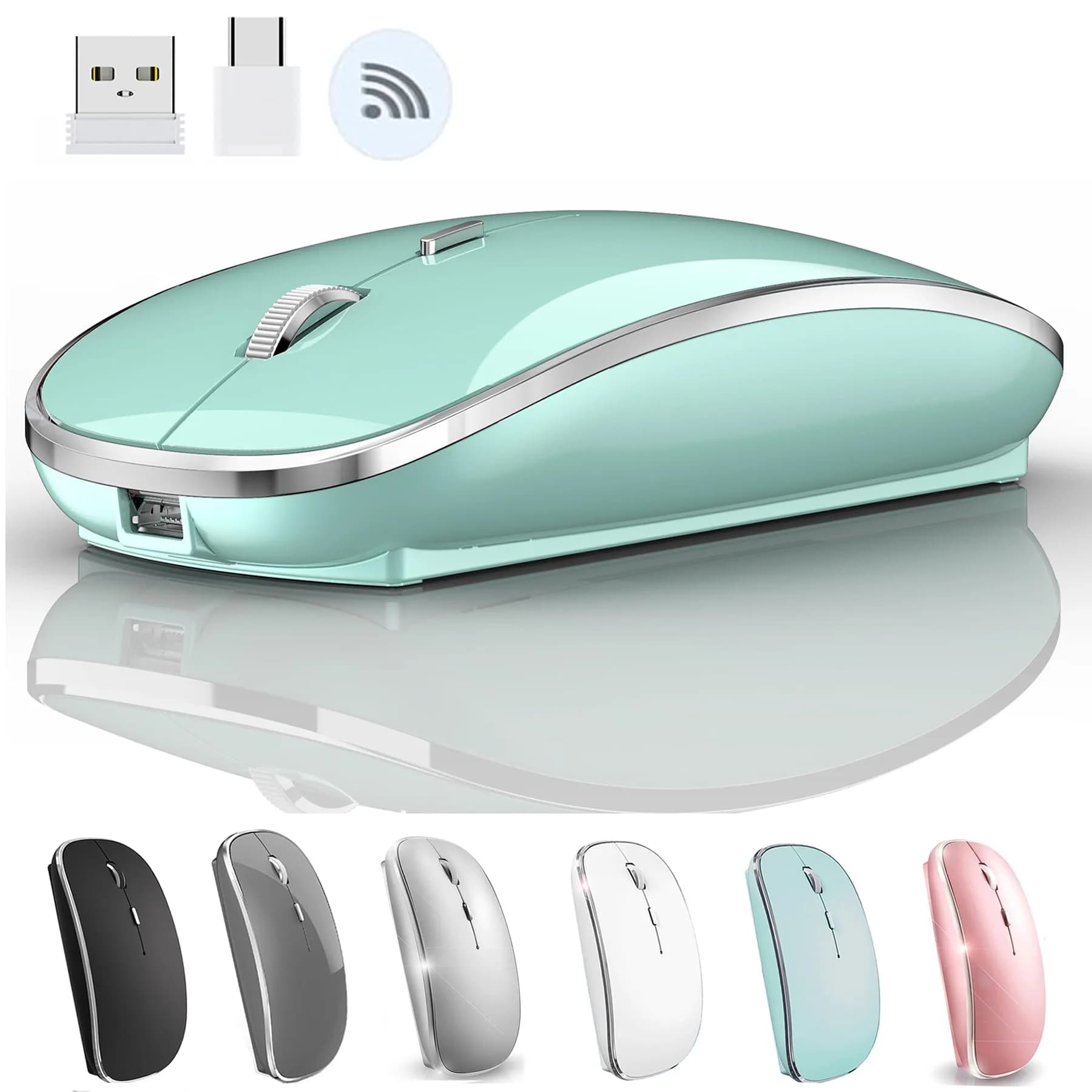 JETTA Wireless Mouse for MacBook & PC | 1600 DPI Optical Sensor, Rechargeable, 2.4GHz Wireless, Blue — BLue