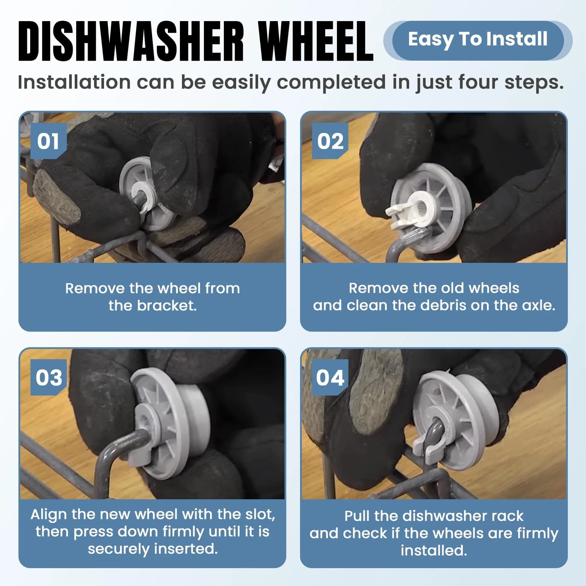 AMI PARTS Dishwasher Rack Wheels 3.6cm (1.42 inch) | 4-Pack Replacement Kit - view 6
