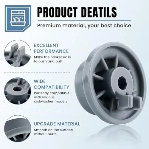 AMI PARTS Dishwasher Rack Wheels 3.6cm (1.42 inch) | 4-Pack Replacement Kit thumbnail 2