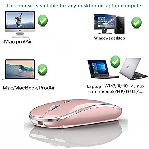 JETTA Wireless Mouse for MacBook Pro MacBook Air Laptop PC Chromebook 2.4 USB/USB C Mouse Rose Gold | Plug and Play thumbnail 4