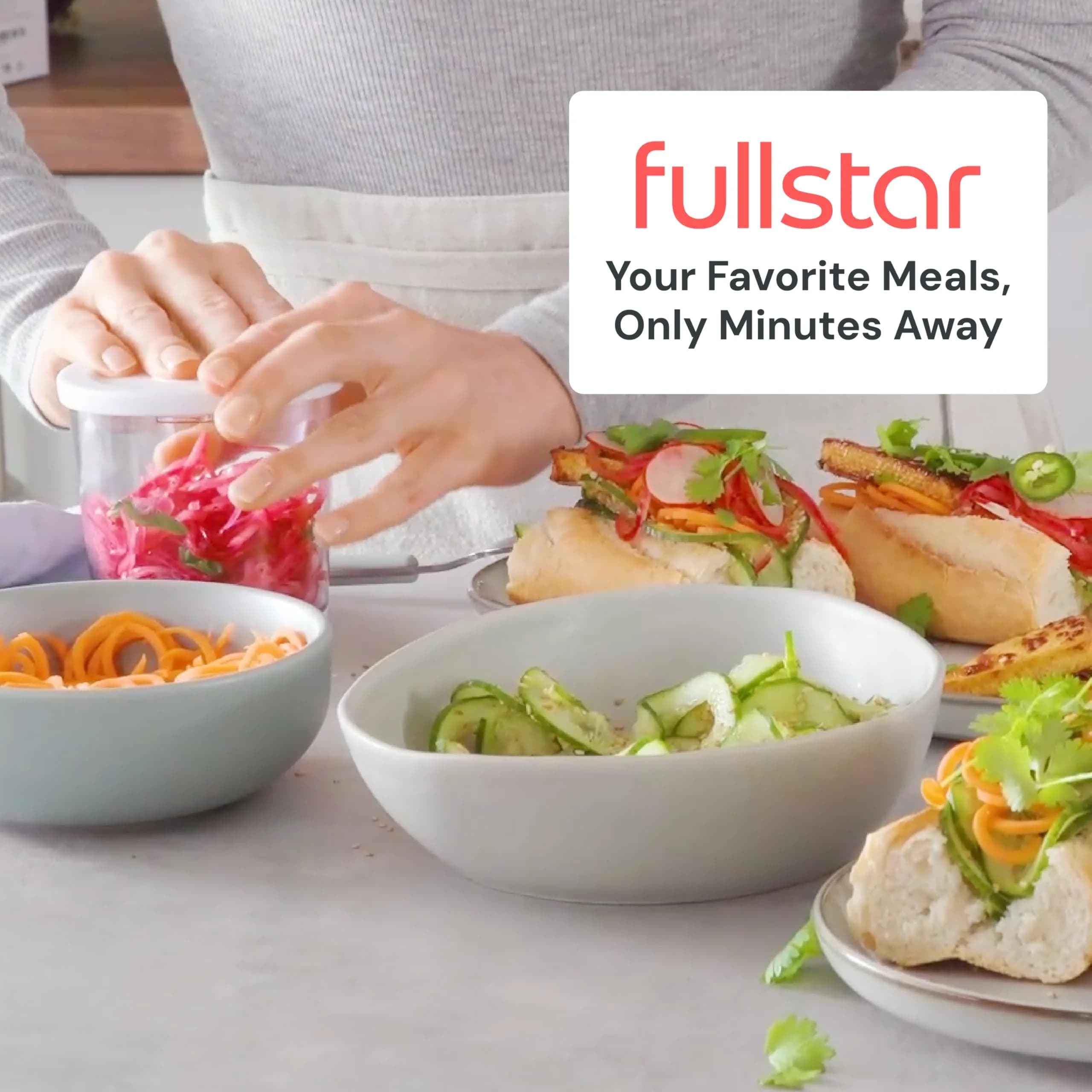 Fullstar 4-in-1 Vegetable Spiralizer & Slicer, Veggie Noodle Maker with Built-in Container & Safety Guard | 10.16 cm (4 in) Height - view 9
