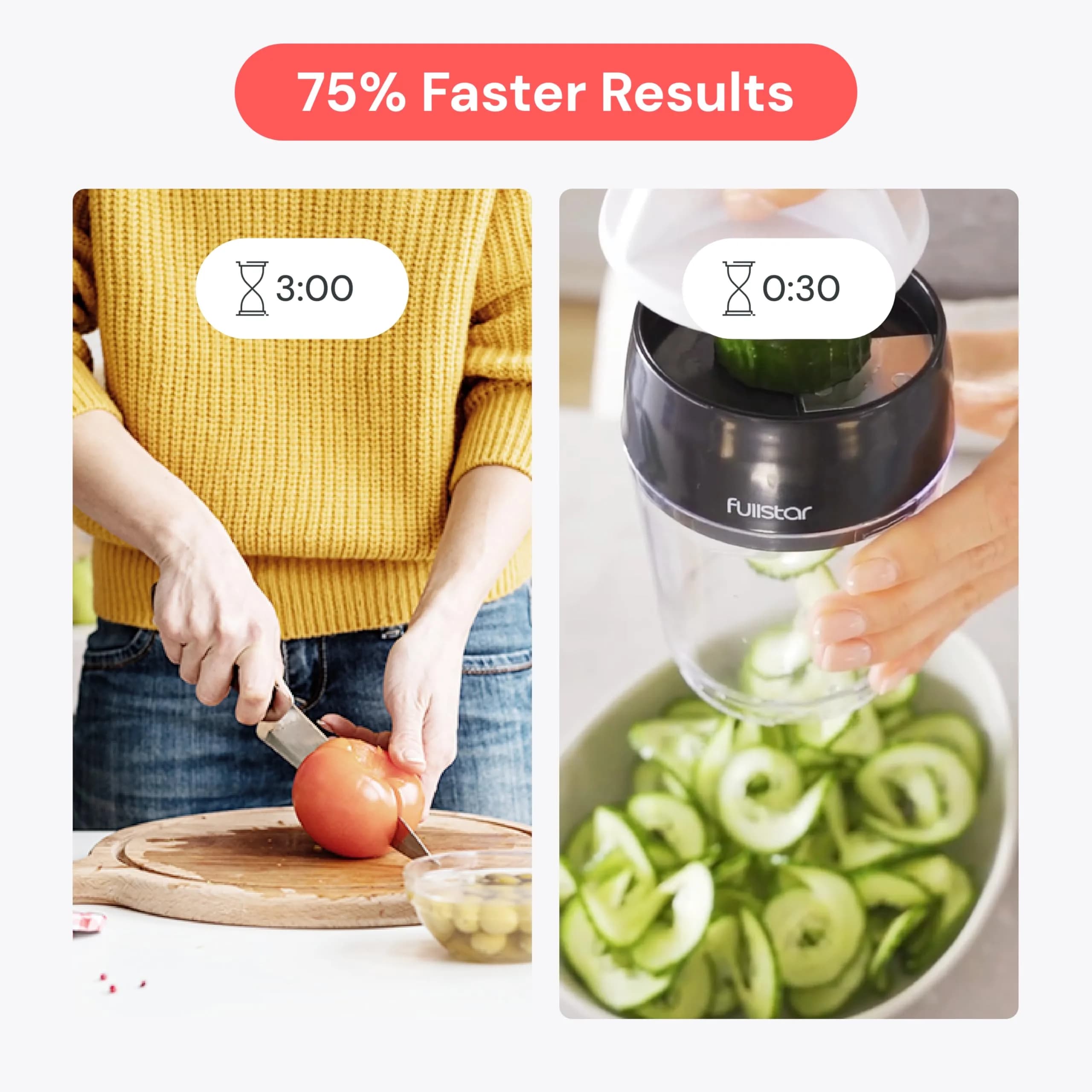 Fullstar 4-in-1 Vegetable Spiralizer & Slicer, Veggie Noodle Maker with Built-in Container & Safety Guard | 10.16 cm (4 in) Height - view 3