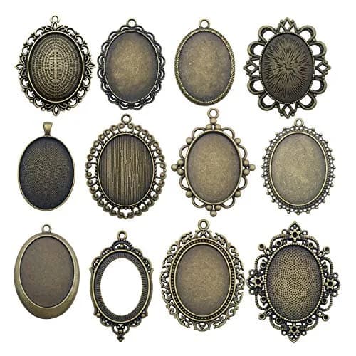 Youdiyla Jewelry Pendant Trays 30x40mm Antique Bronze | Perfect for DIY Photo Jewelry (70-120 chars) thumbnail 1