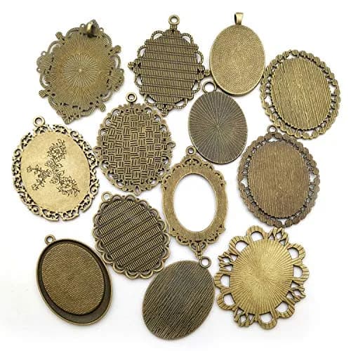Youdiyla Jewelry Pendant Trays 30x40mm Antique Bronze | Perfect for DIY Photo Jewelry (70-120 chars) thumbnail 2