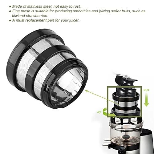 Hongzer Juicer Screen, Slow Juicer Fine Mesh Filter Silver | Small Hole Mesh for Hurom HH-SBF11 thumbnail 2