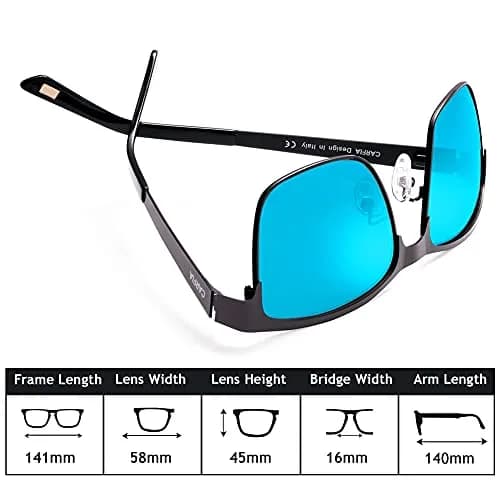 CARFIA Polarized Sunglasses for Men Spring Hinge Metal Frame CA5225 | Classic Square Design with UV400 Protection (70-120 chars) thumbnail 8