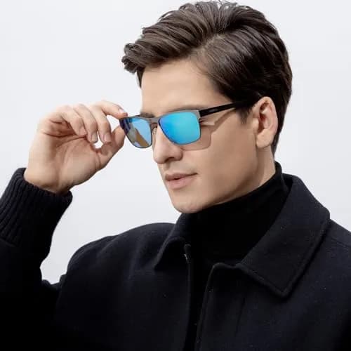 CARFIA Polarized Sunglasses for Men Spring Hinge Metal Frame CA5225 | Classic Square Design with UV400 Protection (70-120 chars) thumbnail 2