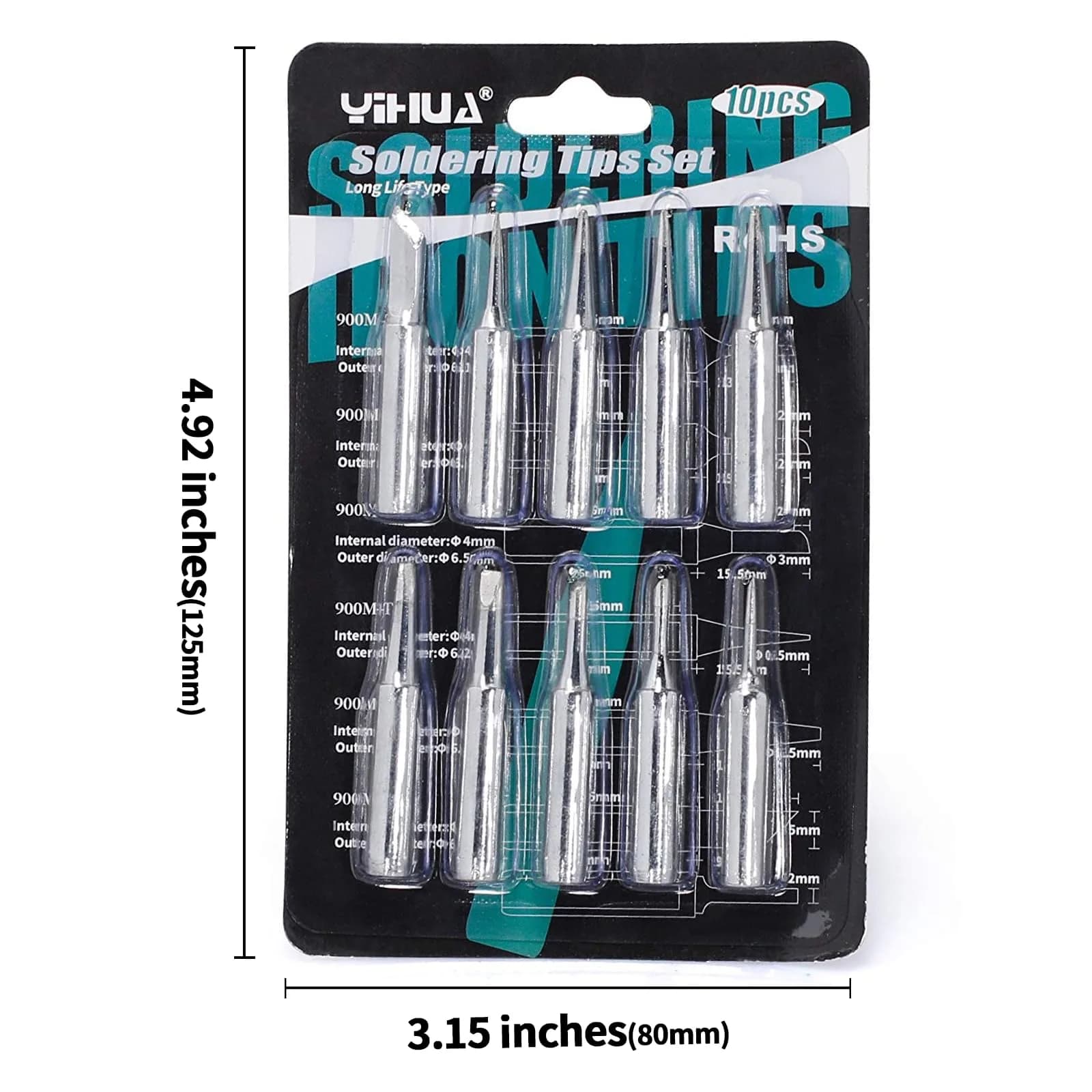 YIHUA #1200 Soldering Iron Tips Set 10PCS | SGS Certified Lead-Free - view 3
