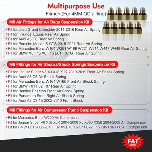 AIRSUSFAT 10pcs Air Suspension Repair Kit M8 4mm | Brass Fittings for Mercedes-Benz & More thumbnail 4