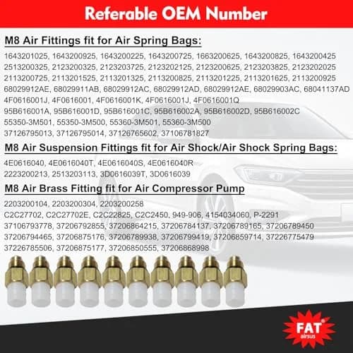 AIRSUSFAT 10pcs Air Suspension Repair Kit M8 4mm | Brass Fittings for Mercedes-Benz & More thumbnail 5