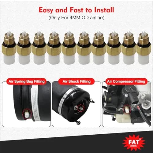 AIRSUSFAT 10pcs Air Suspension Repair Kit M8 4mm | Brass Fittings for Mercedes-Benz & More thumbnail 6