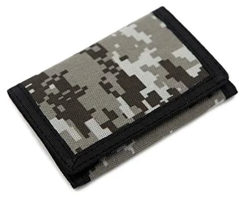 AI-DEE Digital Beige RFID Trifold Canvas Outdoor Sports Wallet for Kids with Hook & Loop Closure - main product image