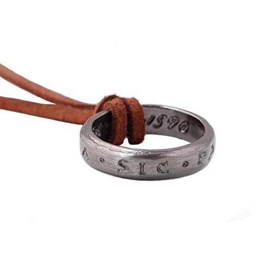 hooseiki Uncharted 4 Nathan Drake Ring Pendant Necklace with Adjustable Brown Leather Chain thumbnail 5