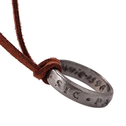 hooseiki Uncharted 4 Nathan Drake Ring Pendant Necklace with Adjustable Brown Leather Chain thumbnail 2