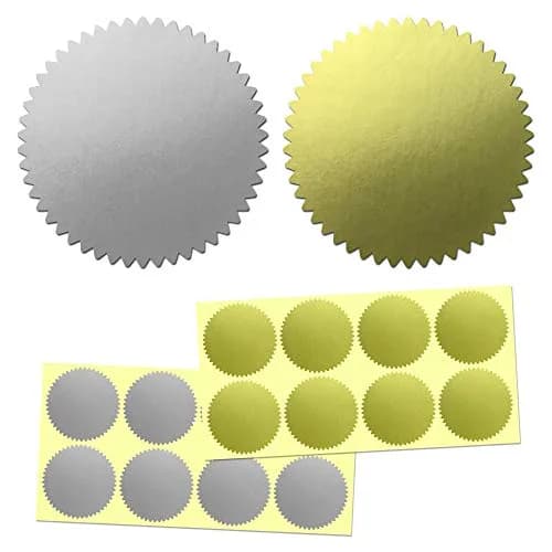 TownStix Silver & Gold Certificate Seals 400 PCS | 51 mm (2 Inch) Round Matte Foil Stickers thumbnail 1