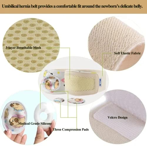 BOJEE Umbilical Hernia Belt for Infants & Kids | 48 cm (19 inch) Beige thumbnail 3