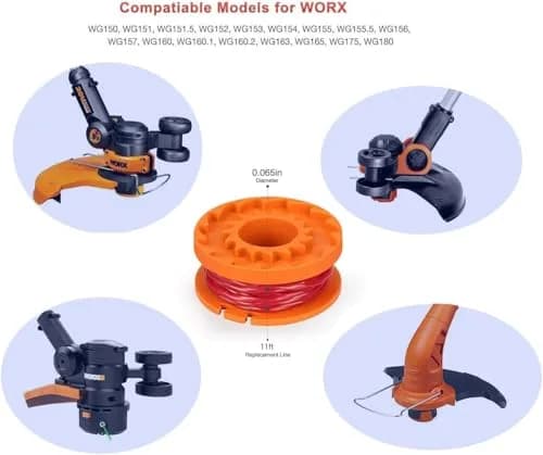 LEIMO KPARTS Trimmer Spool Line for Worx WA0010 | Durable 11ft 0.065" Nylon, Compatible with Worx WG Series, 14 Pack thumbnail 6