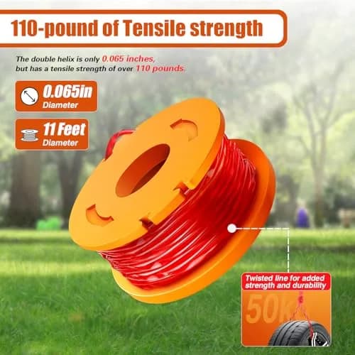 LEIMO KPARTS Trimmer Spool Line for Worx WA0010 | Durable 11ft 0.065" Nylon, Compatible with Worx WG Series, 14 Pack thumbnail 2
