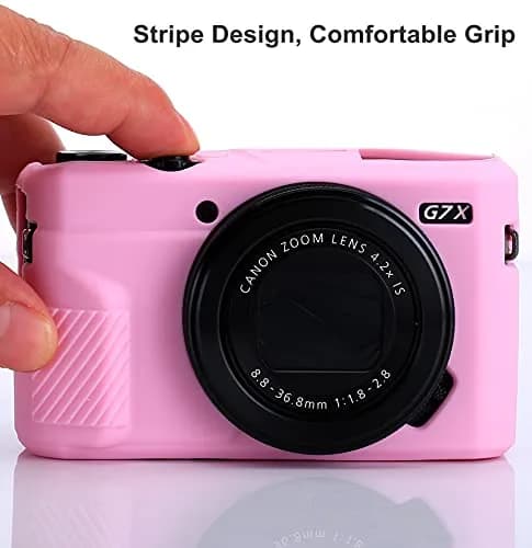 Yisau Pink Silicone Camera Case for Canon PowerShot G7X / G7X Mark II | Ultra Thin Lightweight Rubber Soft Silicone Bag Cover thumbnail 2