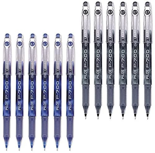 Pilot P-700 Rollerball Stick Gel Pen, 12 Pack | Smear-Proof Gel Ink, Fine Point, Refillable, Blue & Black thumbnail 1